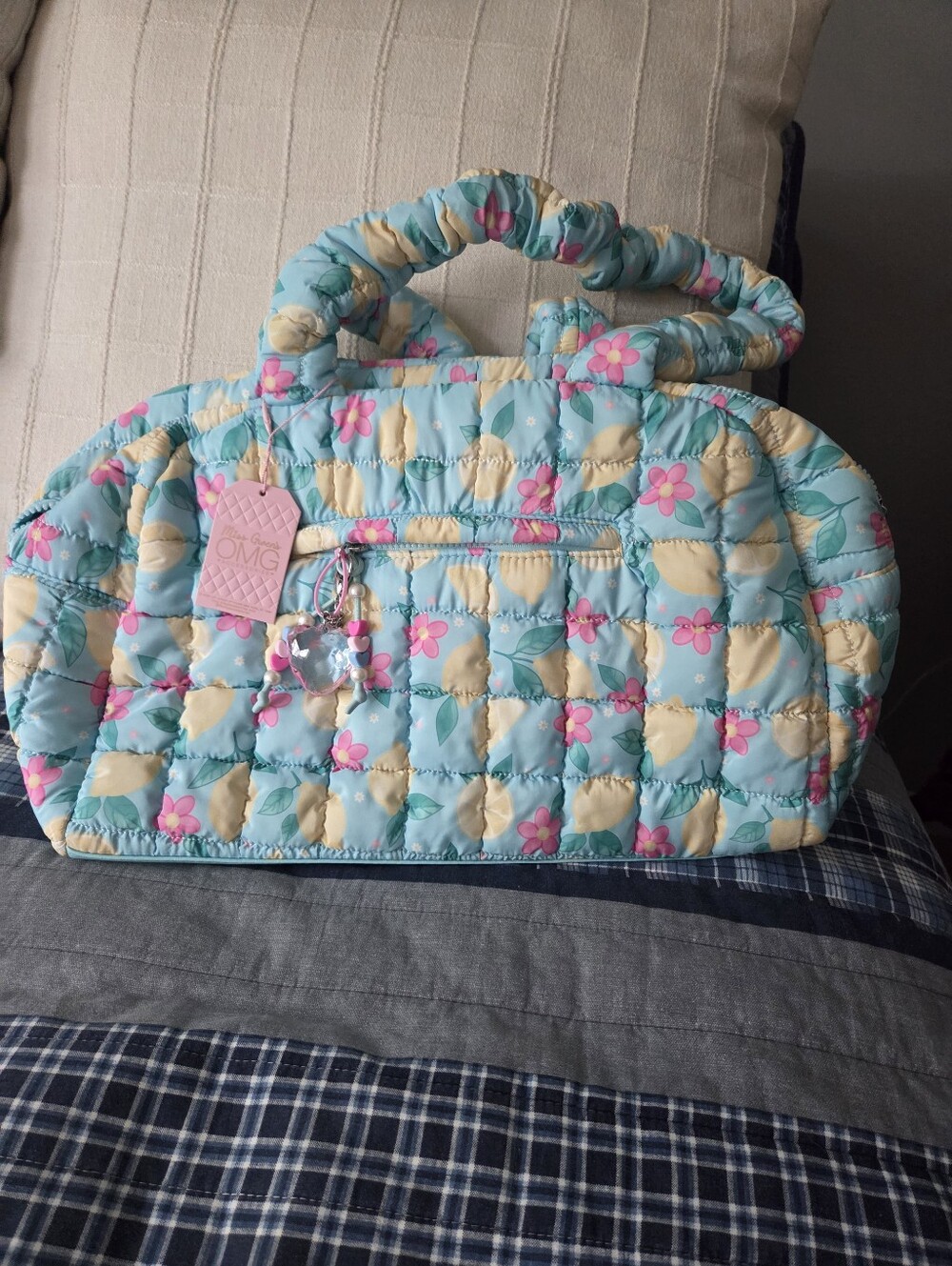 OMG Quilted Floral Baby Bag - Blue & Yellow